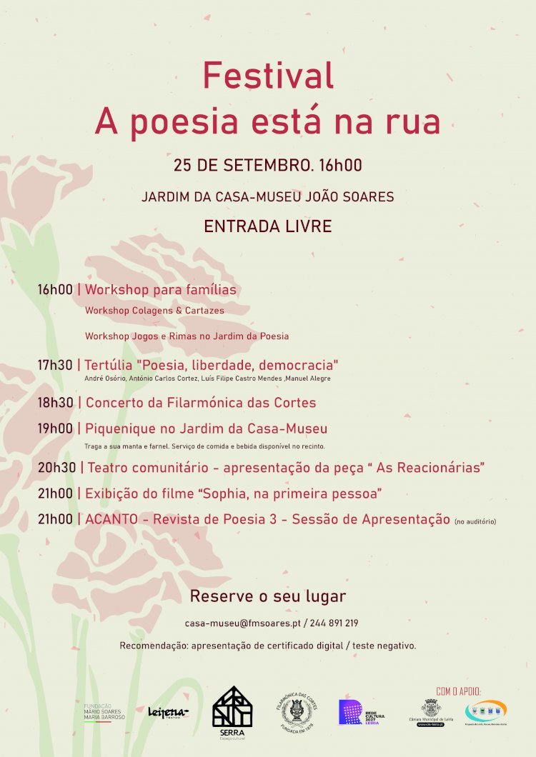 O festival “Poesia está na rua” está nas Cortes, em Leiria, a 25 de Setembro.