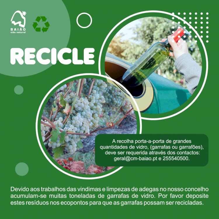 Baião faz Campanha de Sensibilização para a Reciclagem do Vidro durante as Vindimas