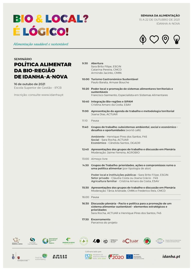 Seminário “Política Alimentar da Bio-Região " em Idanha-a-Nova a 16 de Outubro