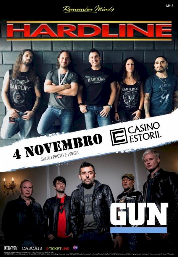 Hardline e Gun com clássicos do rock no Salão Preto e Prata do Casino Estoril