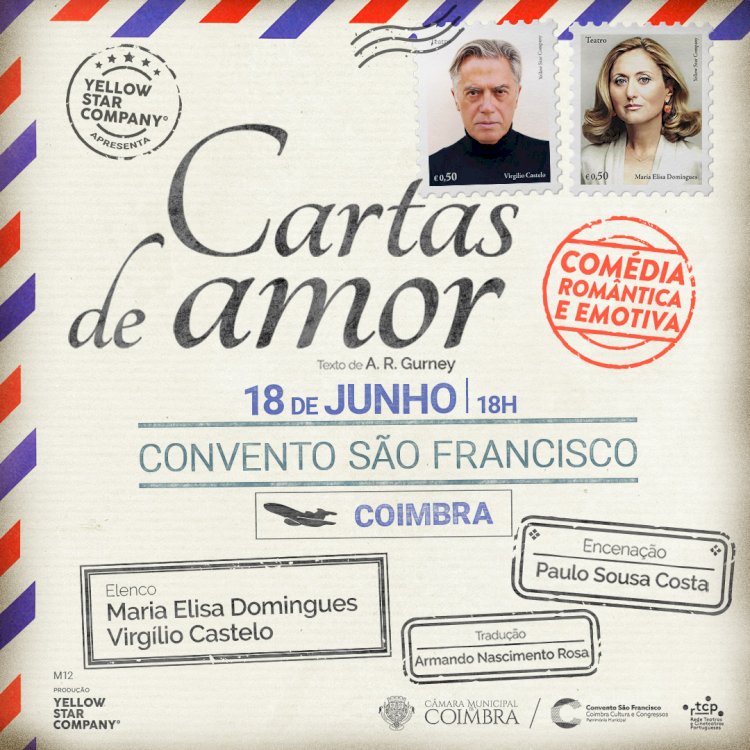 Maria Elisa e Virgílio Castelo levam “Cartas de Amor” este domingo ao Convento São Francisco