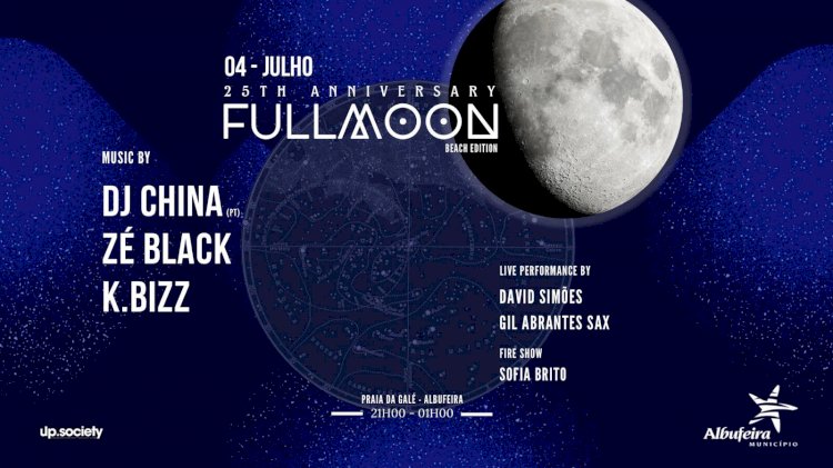 "Full Moon" - praia da Galé celebra bodas de prata com música dança e celas na praia