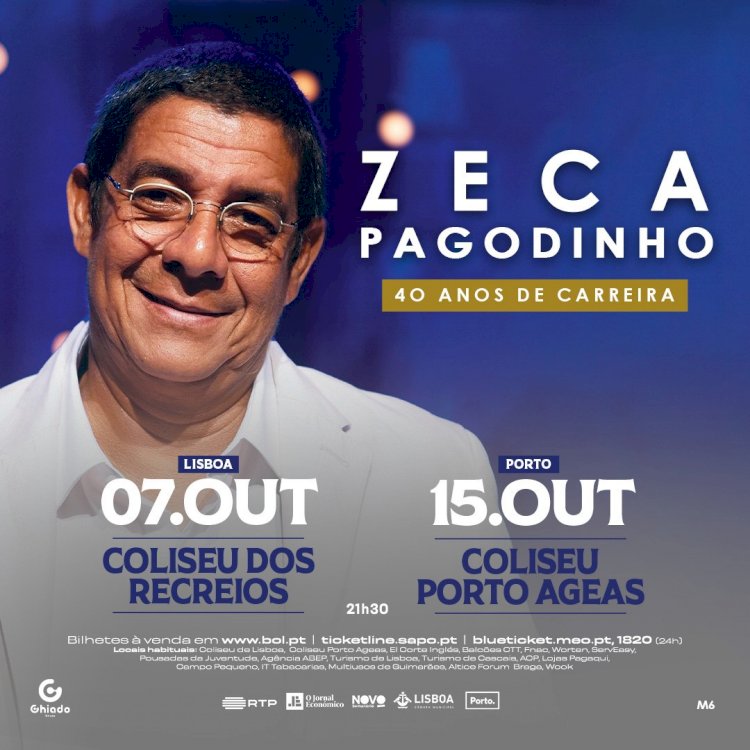 Coliseu dos Recreios e Coliseu Porto Ageas serão palco das celebrações dos 40 anos de carreira de Zeca Pagodinho