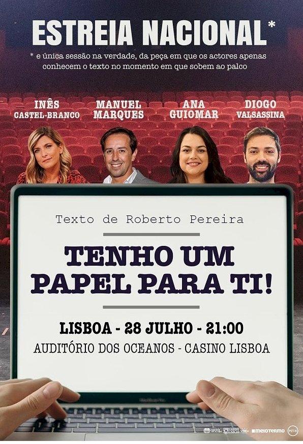 “Tenho Um Papel Para Ti!” com elenco de luxo no Auditório dos Oceanos do Casino Lisboa