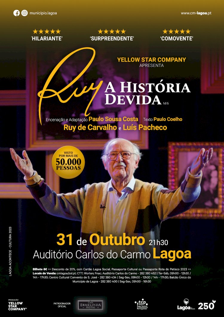 "Ruy, A História Devida” no Auditório Carlos do Carmo em Lagoa