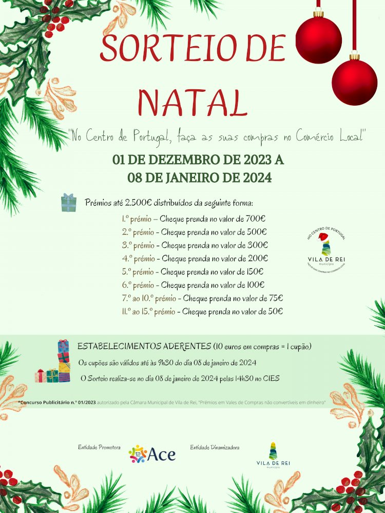 Campanha do Sorteio de Natal, com 2.500€ em prémios