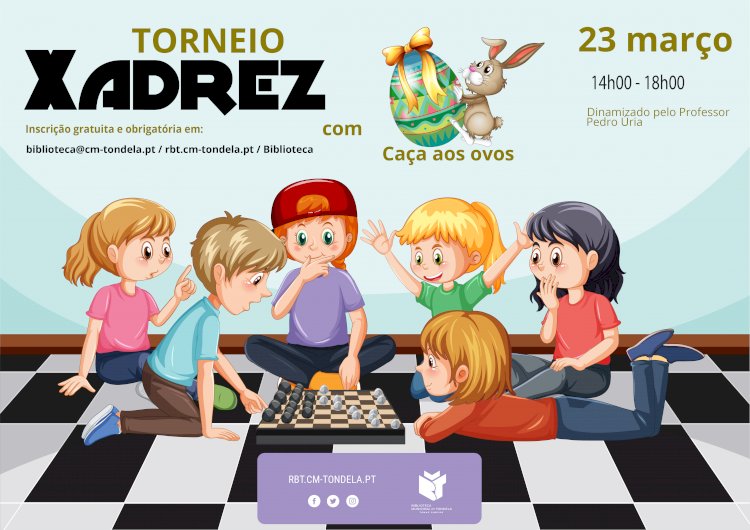 Torneio de xadrez com caça aos ovos na Biblioteca Municipal de Tondela