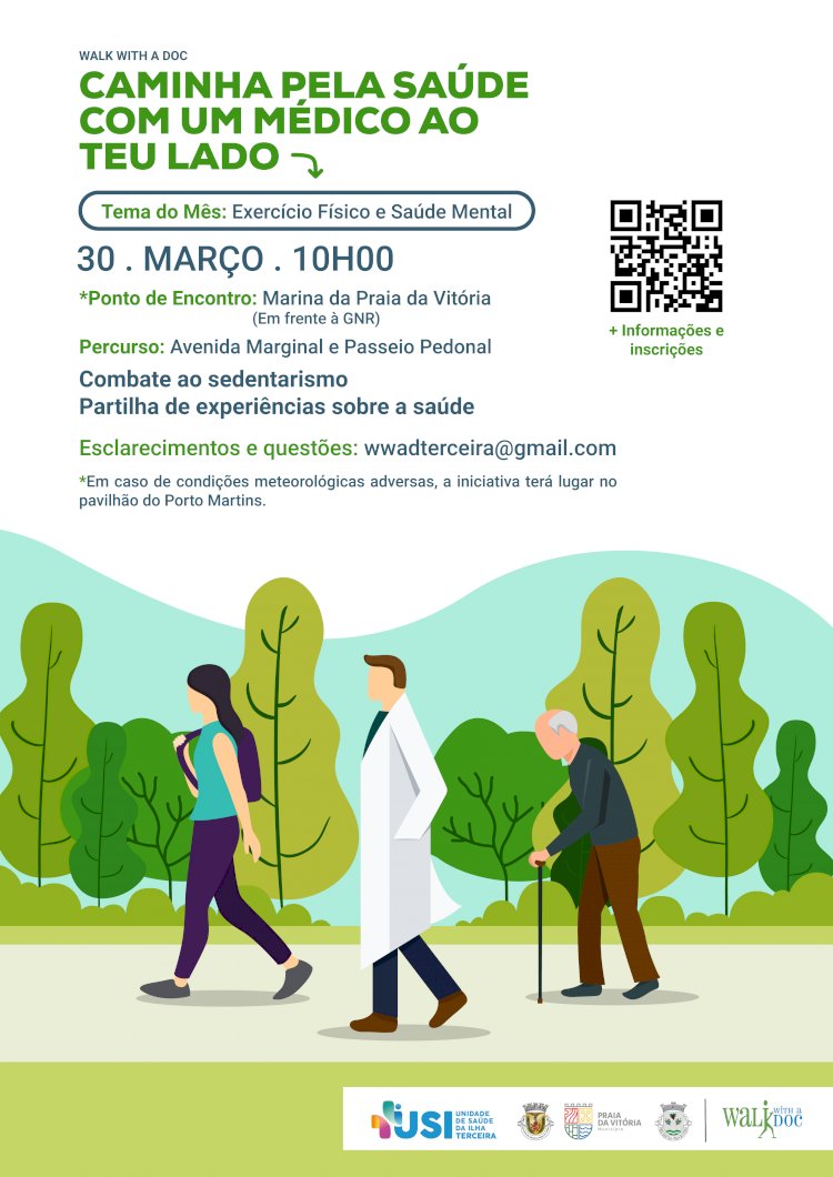 Projecto internacional “Walk with a Doc”, na Praia da Vitória