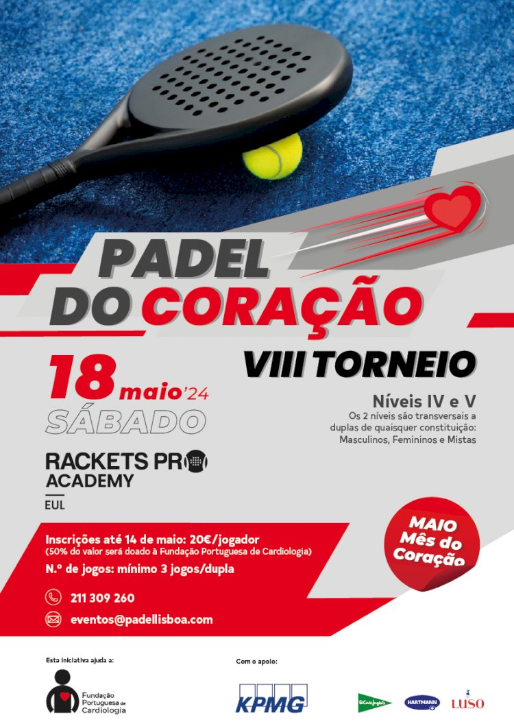 Fundação Portuguesa de Cardiologia organiza VIII Torneio de Padel do Coração