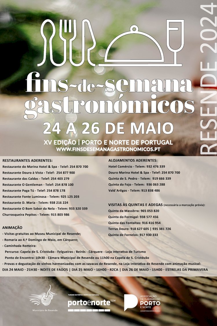 Fim-de-semana gastronómico de 24 a 26 de Maio em Resende