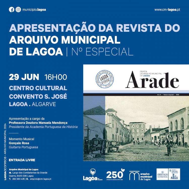 Apresentação da revista - Arade -Revista do Arquivo Municipal de Lagoa | Número Especial