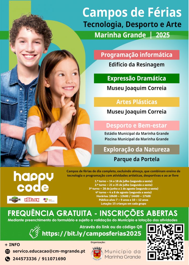 Município da Marinha Grande dinamiza campos de férias “Tecnologia, Desporto e Arte”