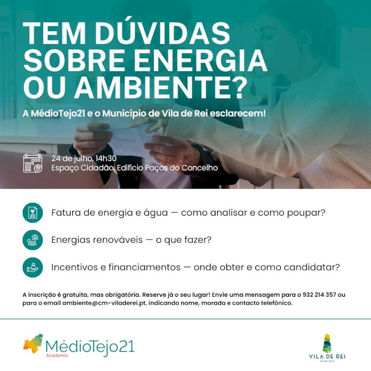 Vila de Rei e MedioTejo21 promovem sessões individuais sobre literacia energética