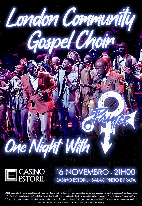 “One Night With Prince” no Casino Estoril  com os London Community Gospel Choir