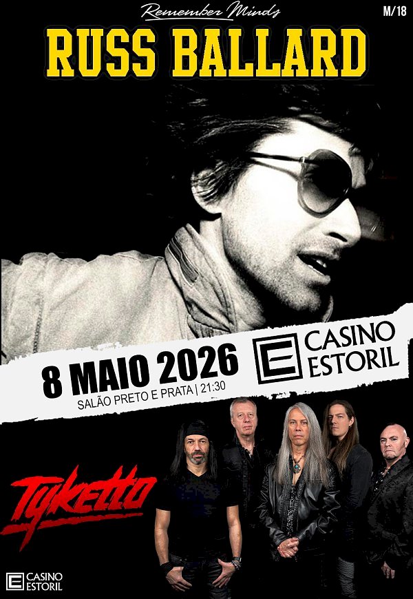Russ Ballard e Tyketto Live In 2026 no Salão Preto e Prata do Casino Estoril